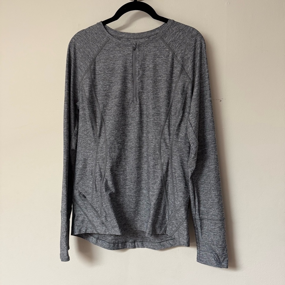 Athleta Gray Marled Long Sleeve Top